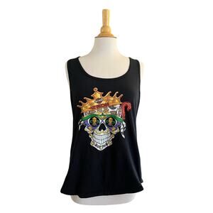 2016 Harley Davidson NOLO VooDoo New Orleans Womens Tank Top Skull Black Sz L